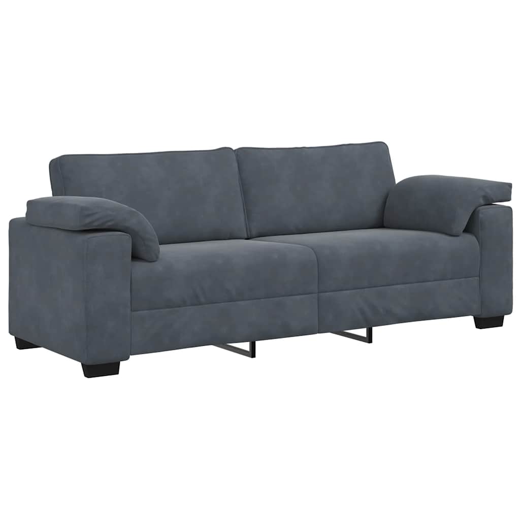 2-teiliges Sofa-Set mit Kissen, hellgrauer Samt
