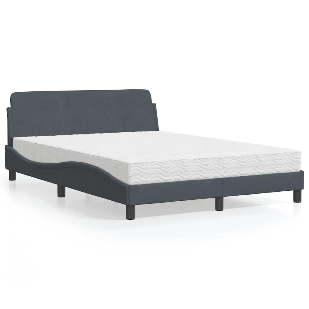 Bett mit Matratze "Dover" Hellgrau 80x200 cm Samt
