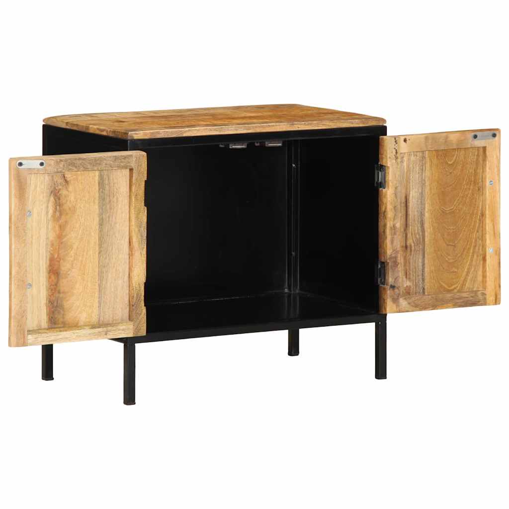 Nachttisch Braun und Schwarz 50 x 30 x 45 cm Massivholz Mango