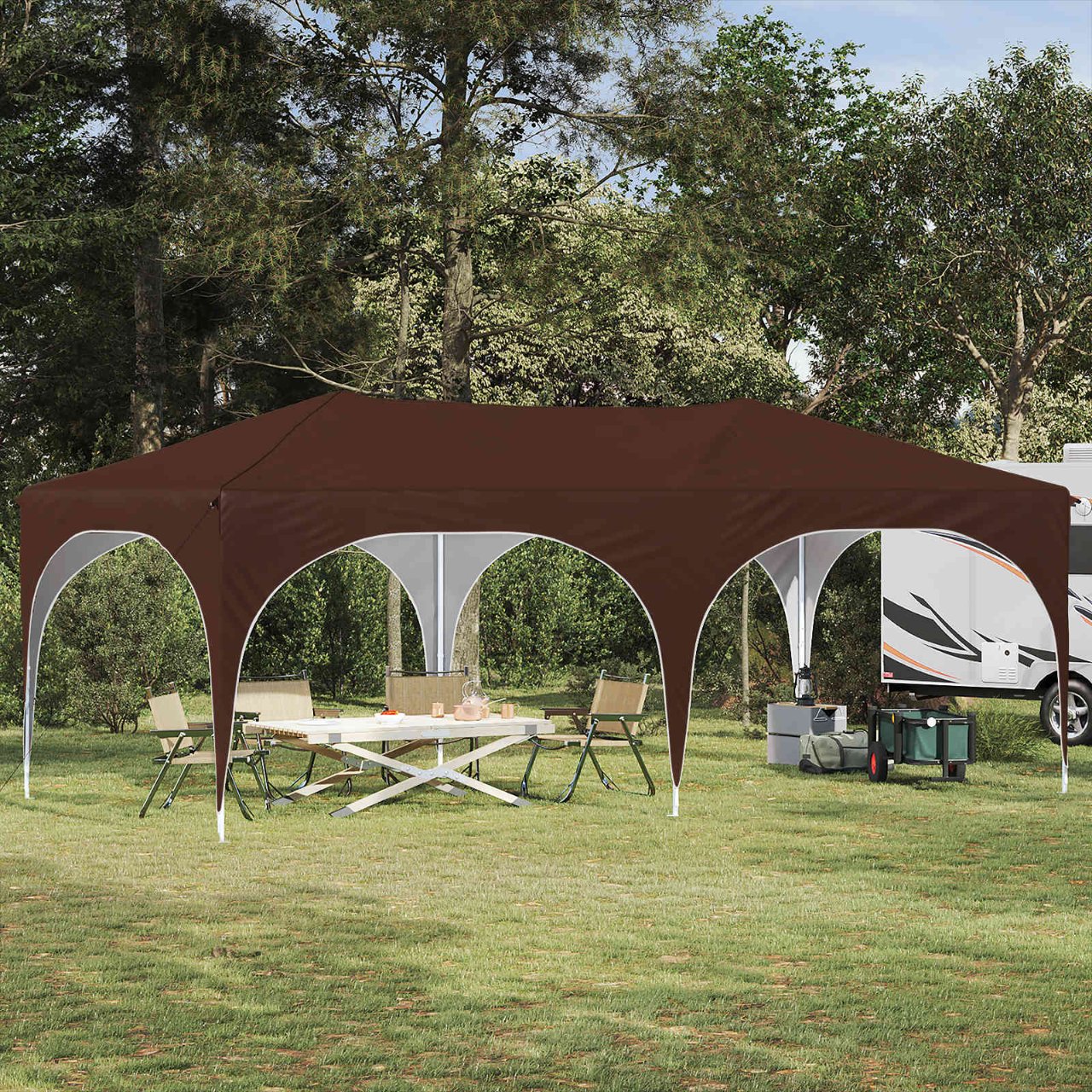 Pop-up Partyzelt 575 x 288 x 245 cm Creme Oxford-Stoff