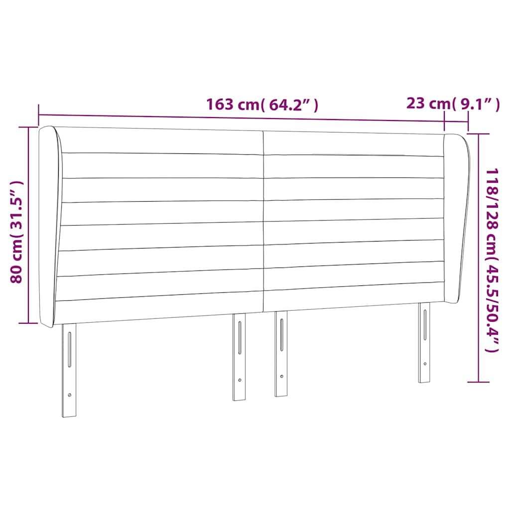 Kopfteil mit Ohren Dunkelblau 203x23x118/128 cm Samt