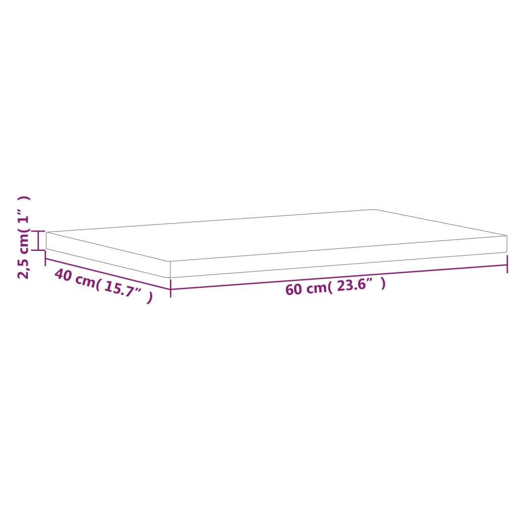 Tischplatte 80x40x1,5 cm Rechteckig Massivholz Buche