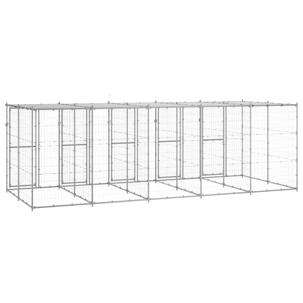 Outdoor-Hundezwinger Stahl mit Überdachung 110x220x180 cm