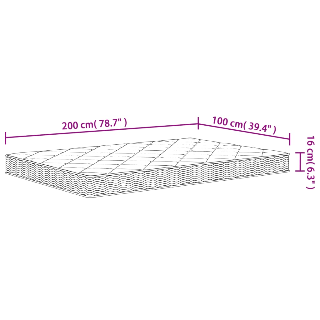 Schaumstoffmatratze für Kind Mittelweich 80 x 160 cm 16 cm Weiß