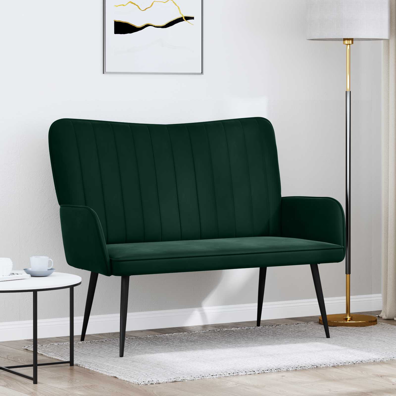 2-Sitzer Sofa Hellgrau 115 x 61 x 87 cm Samt (V)
