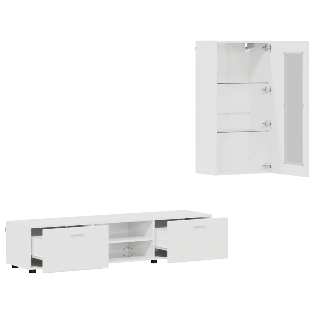 Highboard mit Regal FLORIN Weiß 60 x 35 x 182 cm Holzwerkstoff