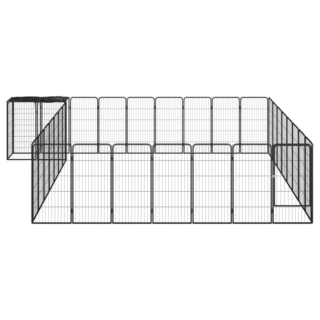 6-tlg. Hundelaufstall Schwarz 50x100cm Stahl Pulverbeschichtung
