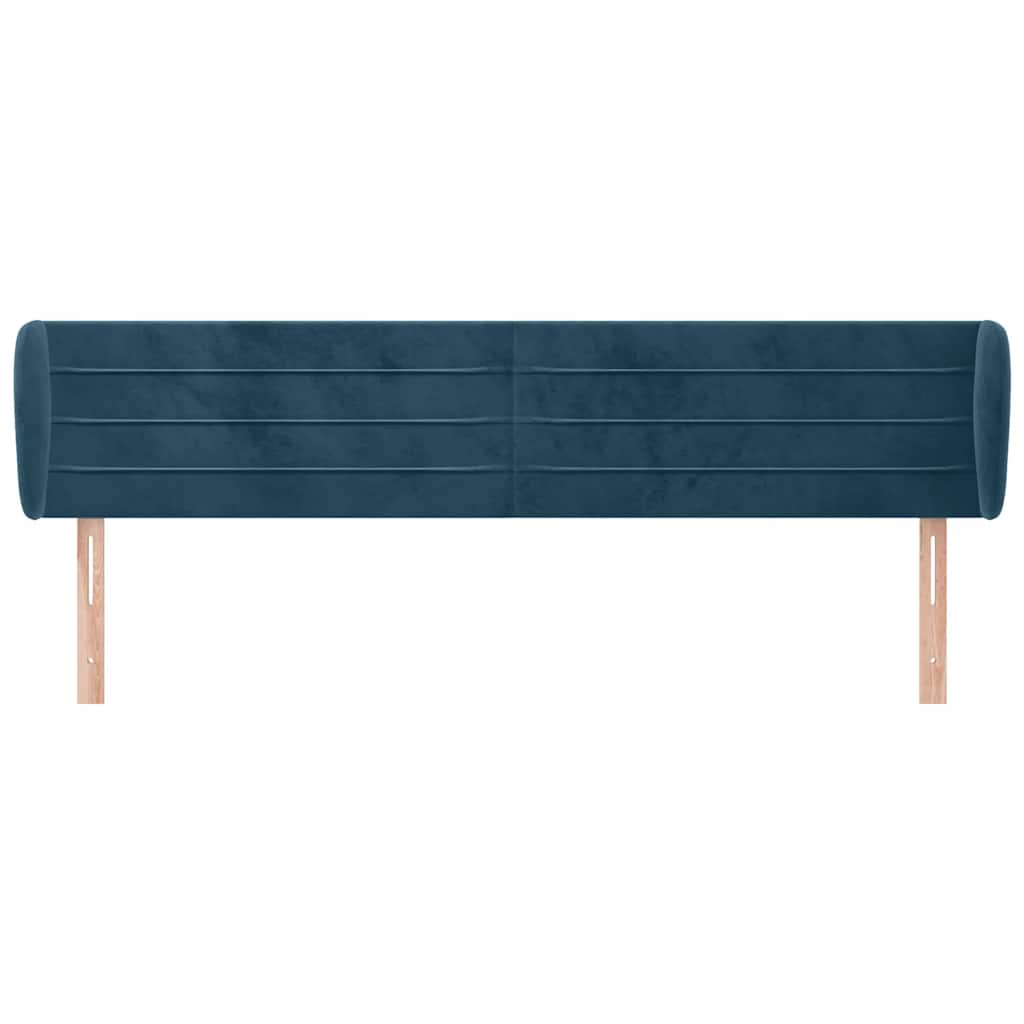 Kopfteil mit Ohren Dunkelblau 203x23x118/128 cm Samt