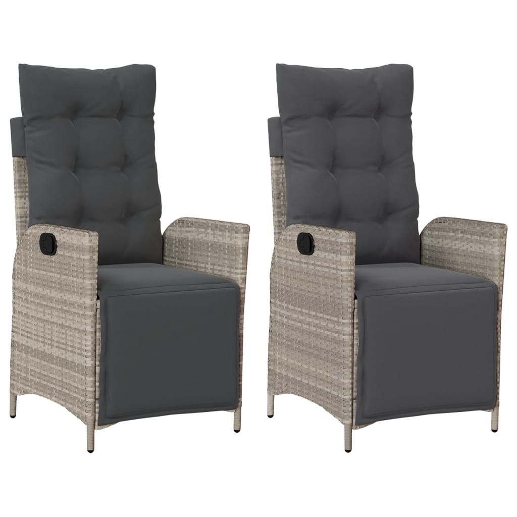 Gartensessel Verstellbar mit Kissen Schwarz Poly Rattan