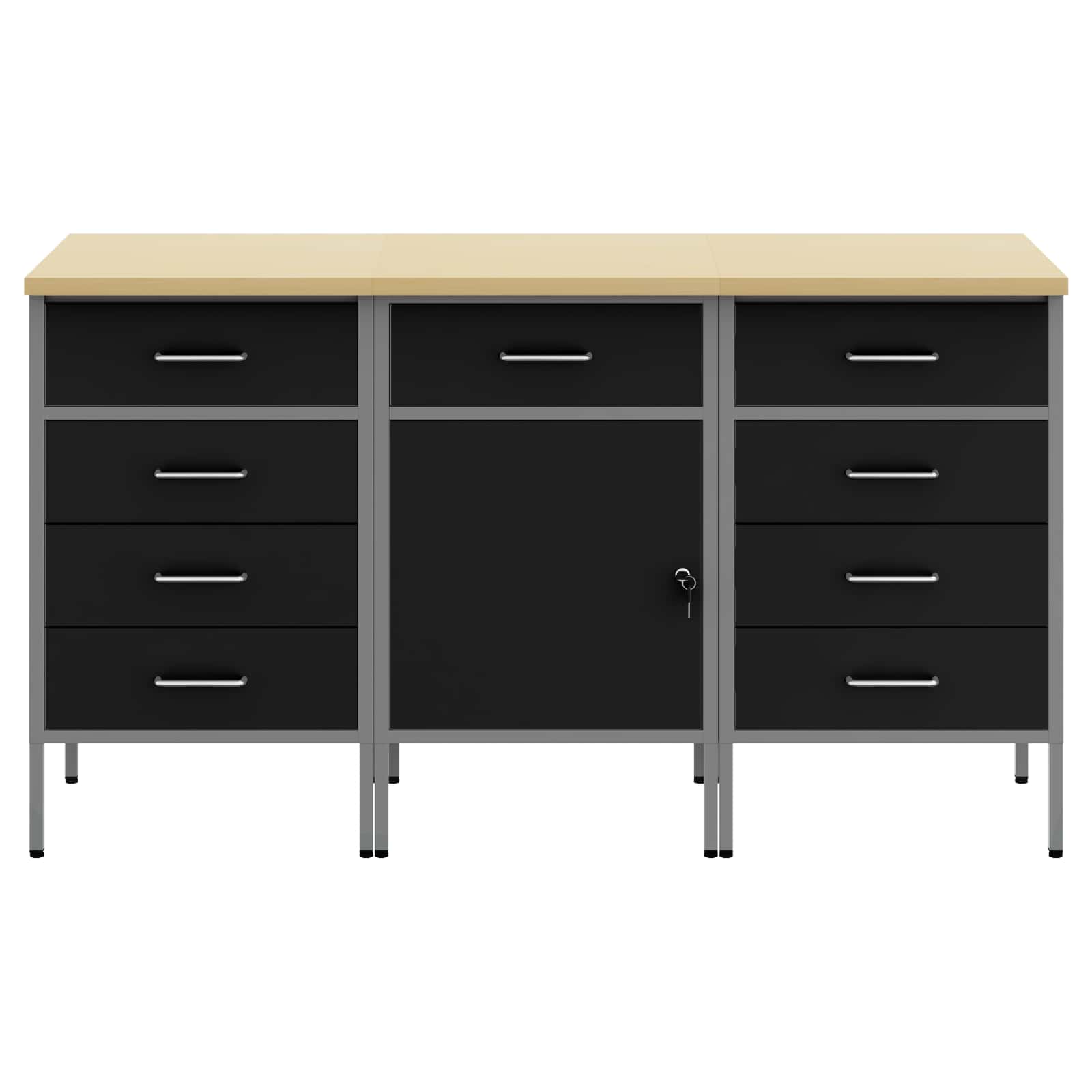 Werkbank mit Schubladen 2 pcs Rot und Grau 100 x 55 x 85 cm