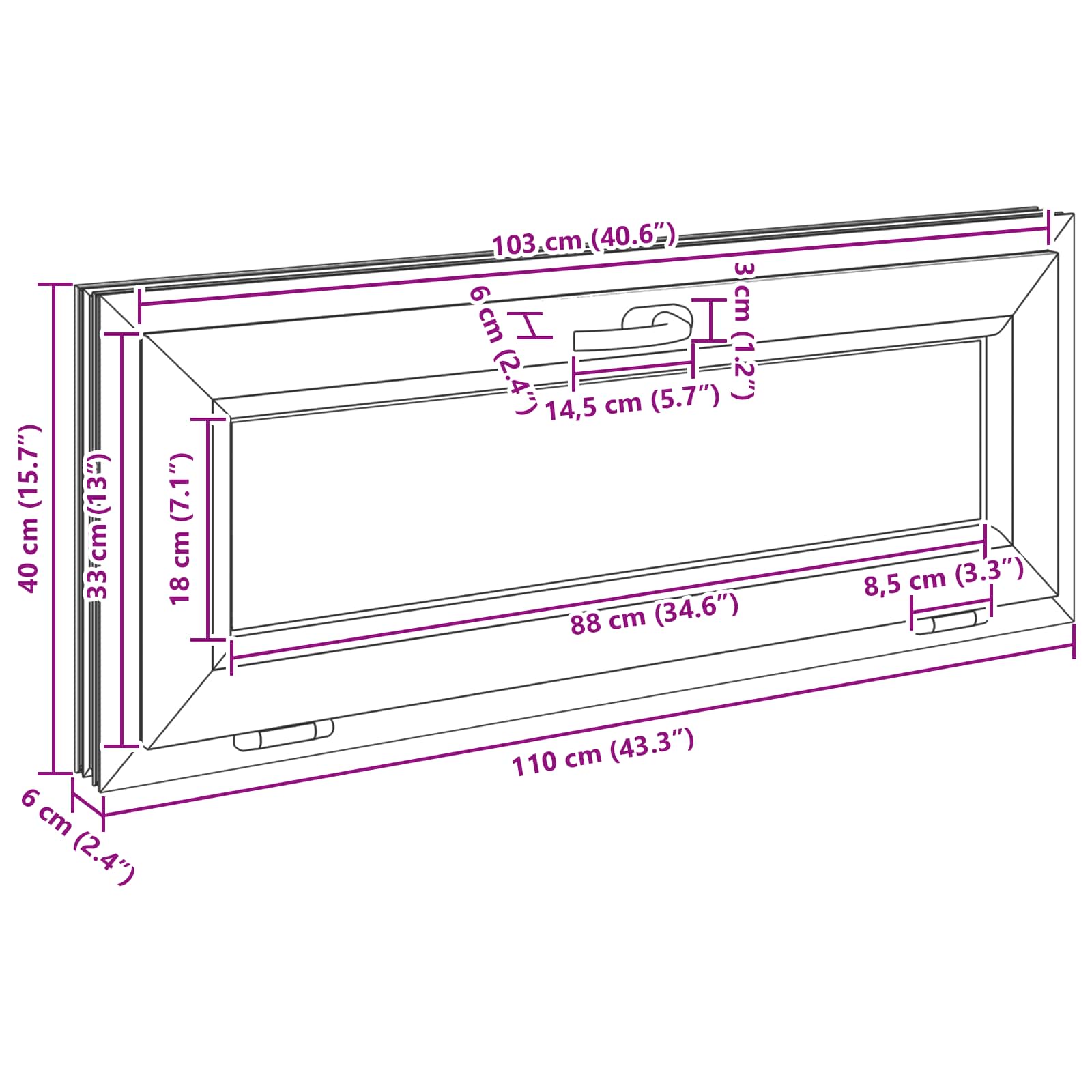 Kellerfenster RISOR 60 x 40 cm PVC und Glas Weiß