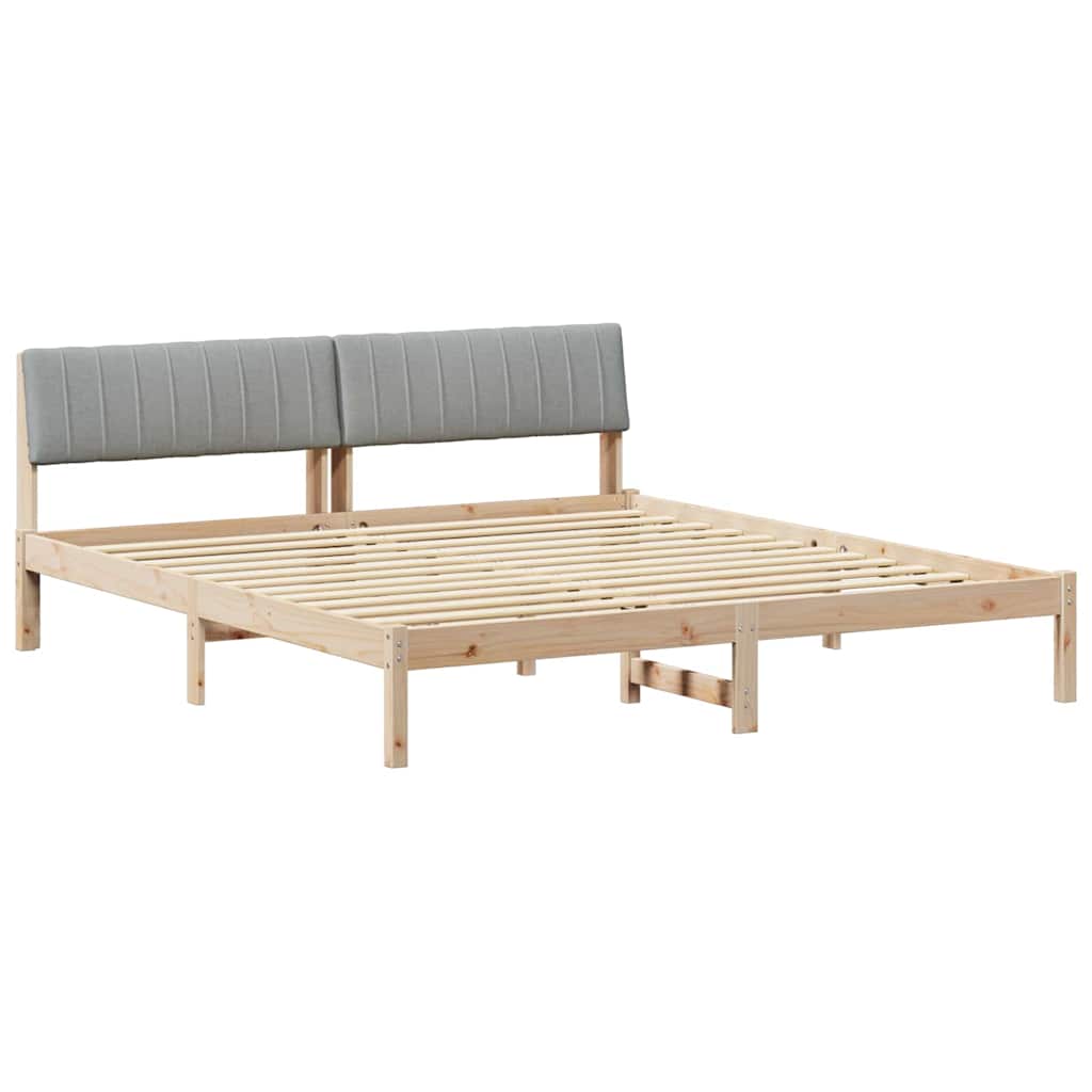 Bettgestell Braun und hellgrau 200 x 200 cm Massivholz Kiefer
