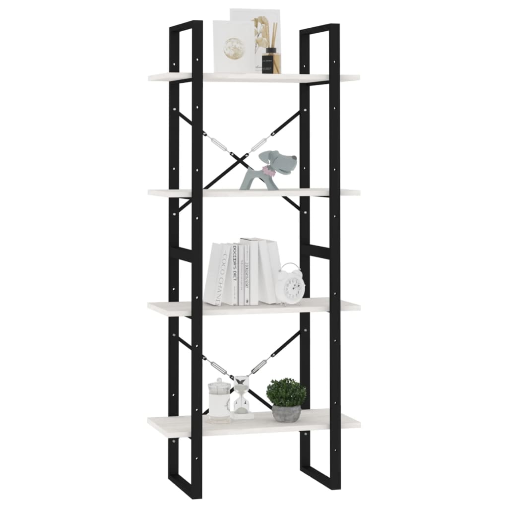 Bücherregal 2 Fächer Weiß 60x30x70 cm Holzwerkstoff