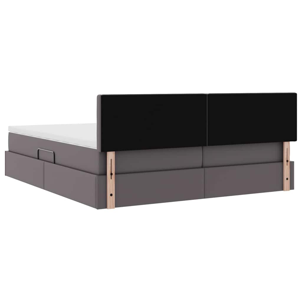 Bett mit Stauraum und LED Schwarz 180 x 200 cm Kunstleder
