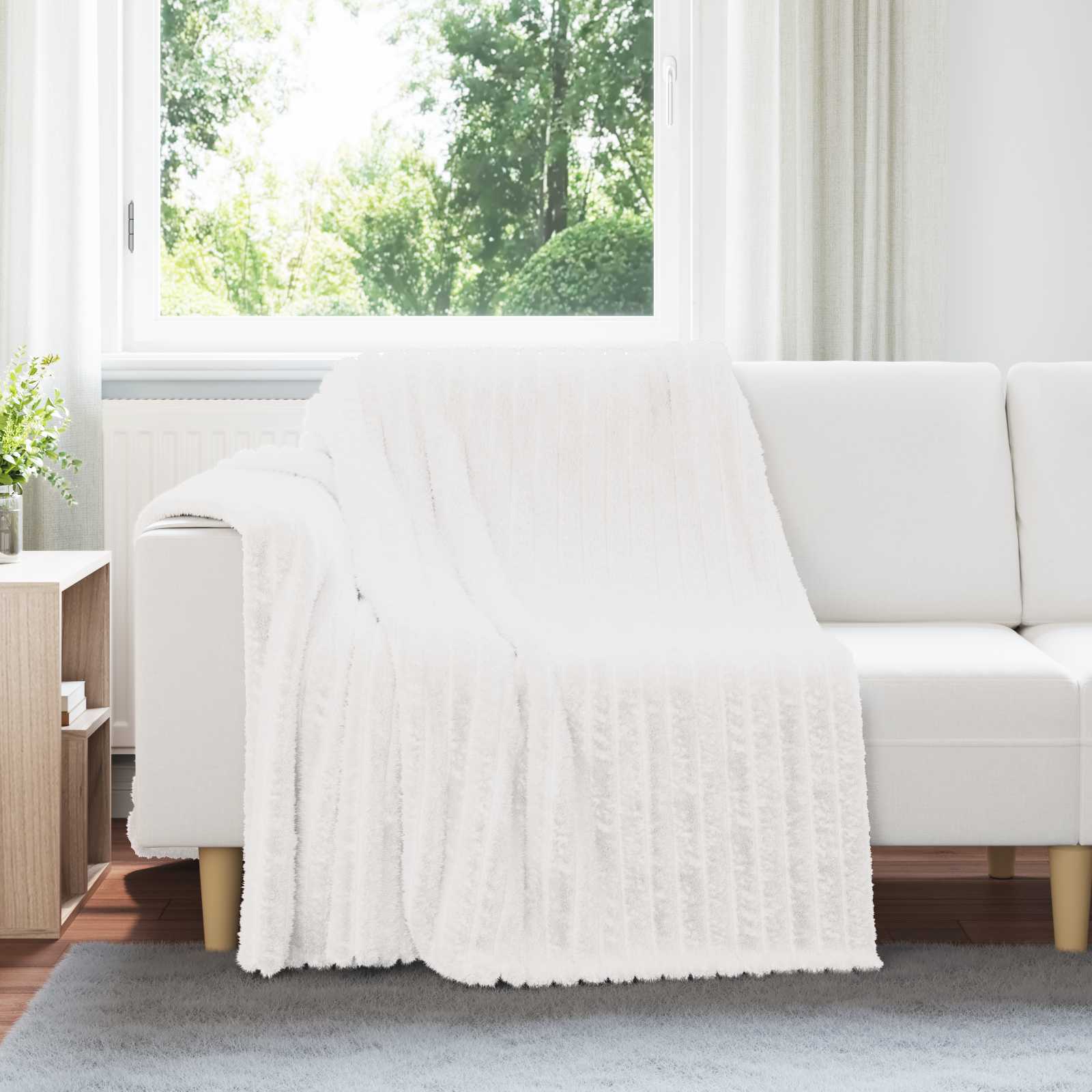 Überwurfdecke Beige 150 x 130 cm Fleece