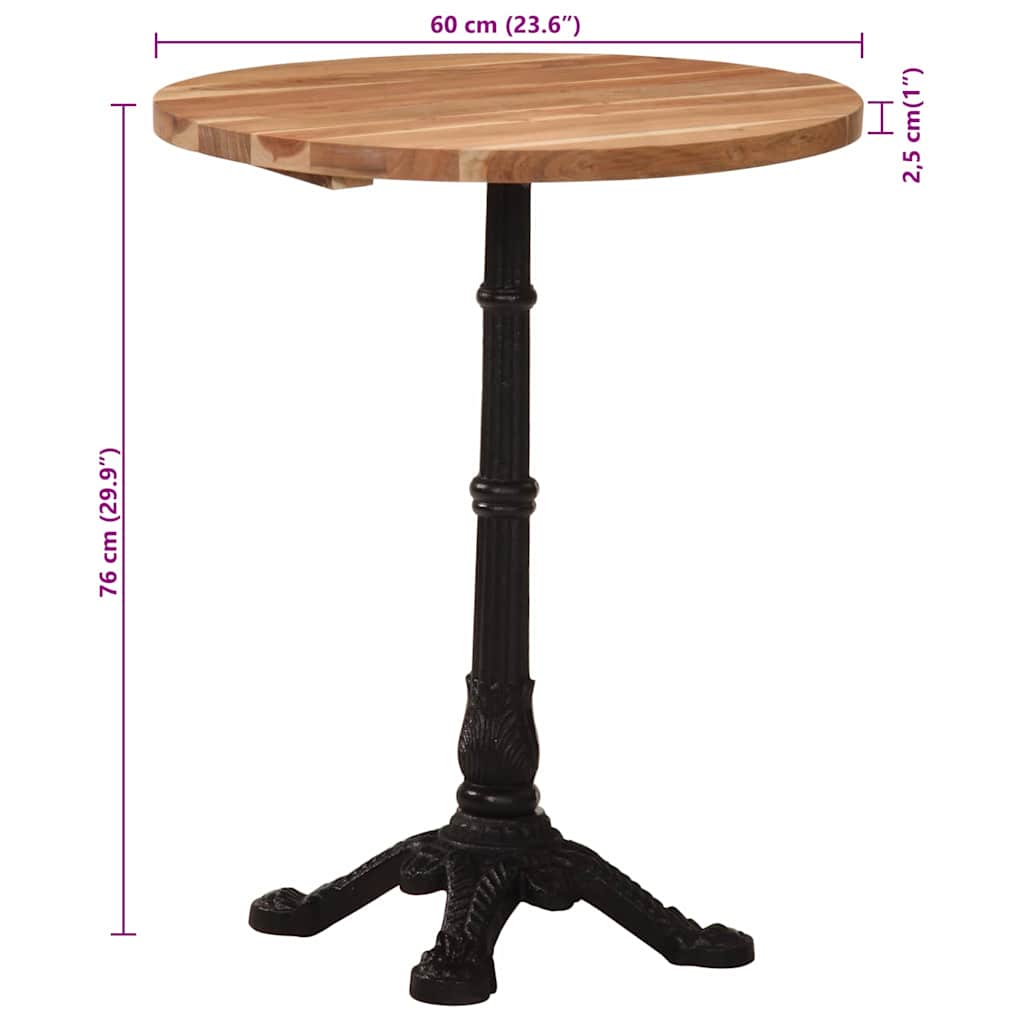 Bistrotisch 60x60x77 cm Raues Mangoholz
