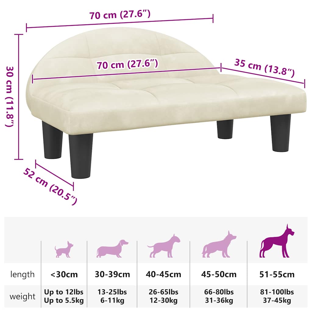 Hundebett Creme 70x52x30 cm Stoff