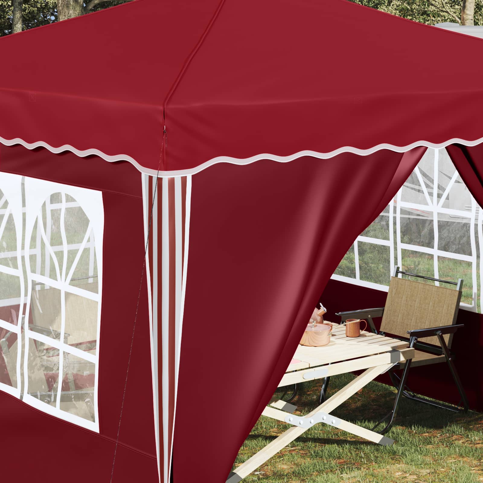 Pop-up Partyzelt 288 x 288 x 245 cm Creme Oxford-Stoff