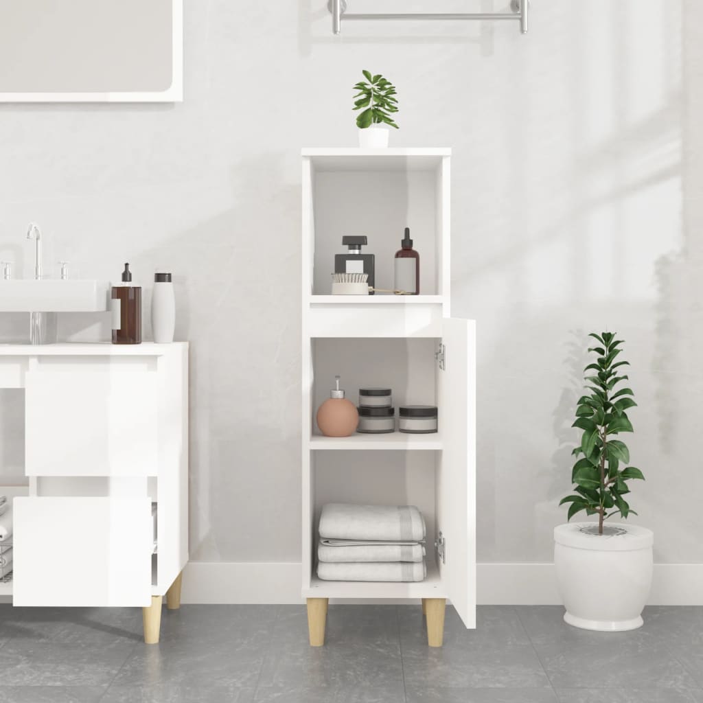 Badschrank Weiß 30x30x100 cm Holzwerkstoff