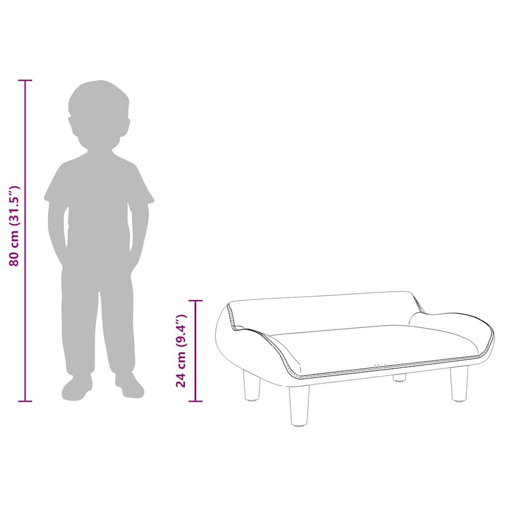 Kindersofa Creme 70x40x24 cm Stoff