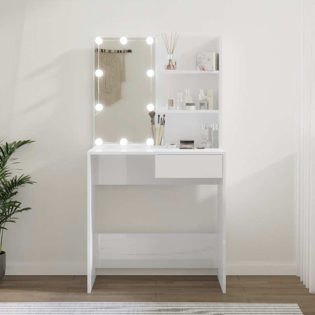 Schminktisch mit LED Weiß 74,5x40x141 cm
