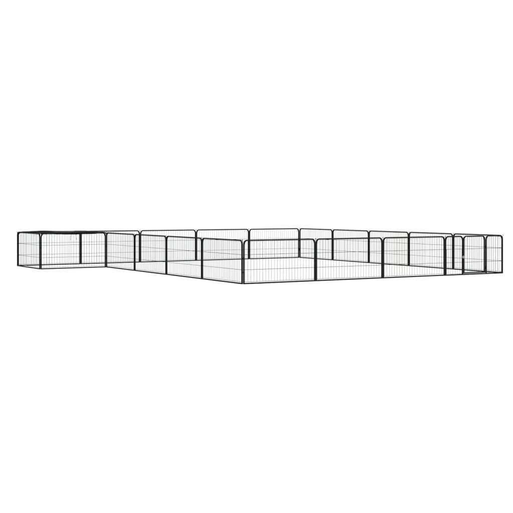 4-tlg. Hundelaufstall Schwarz 100x50cm Stahl Pulverbeschichtung