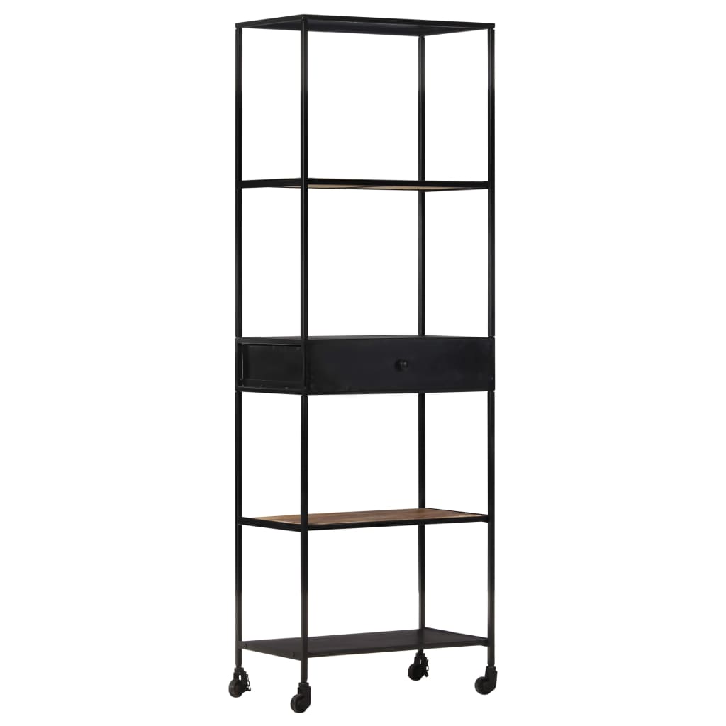 Bücherregal 80x35x180 cm Raues Mangoholz & Eisen