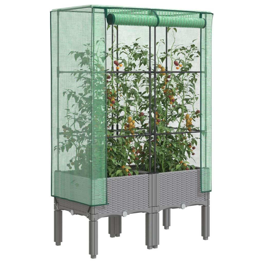 Hochbeet mit Gewächshaus-Aufsatz Rattan-Optik 40x40x140 cm