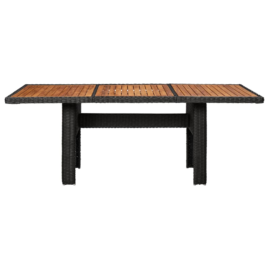 Garten-Esstisch Braun 200x100x74 cm Glas und Poly Rattan