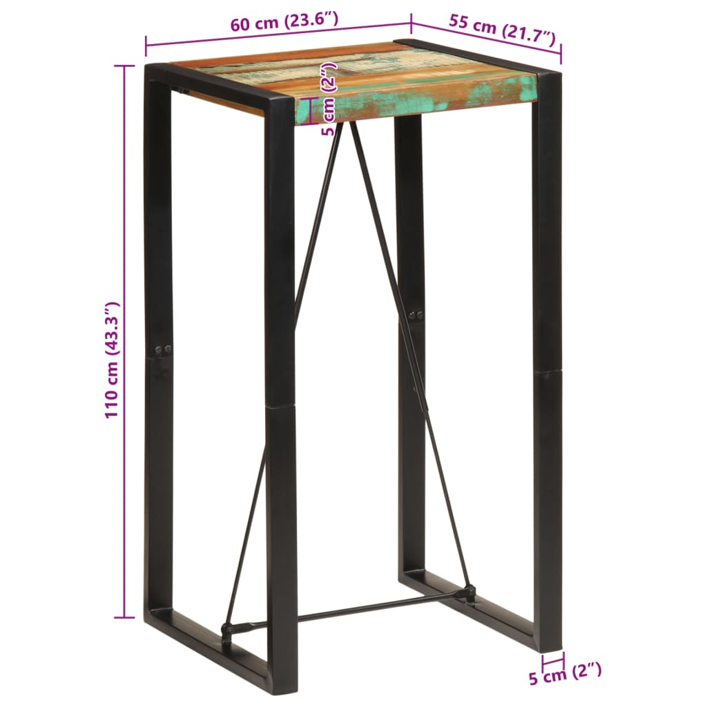 Bartisch 110 x 60 x 110 cm Massivholz Mango