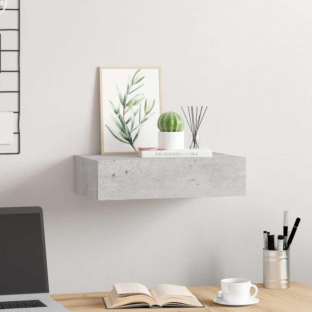 Wandregal mit Schublade Weiß 40x23,5x10 cm MDF
