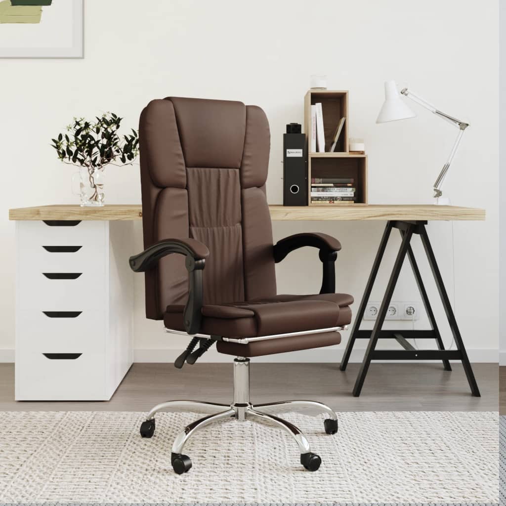 Bürostuhl mit Liegefunktion Schwarz Kunstleder