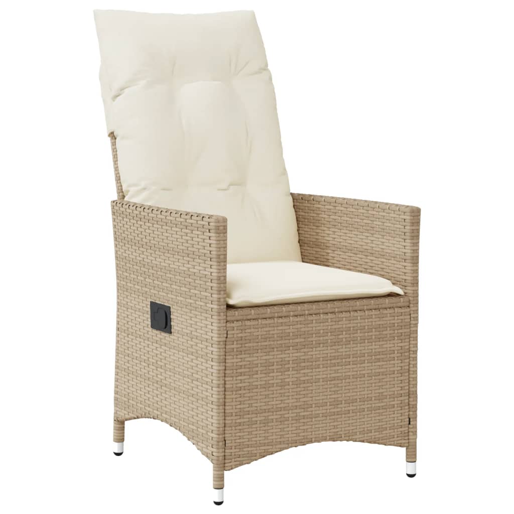 Gartensessel Verstellbar mit Kissen Schwarz Poly Rattan