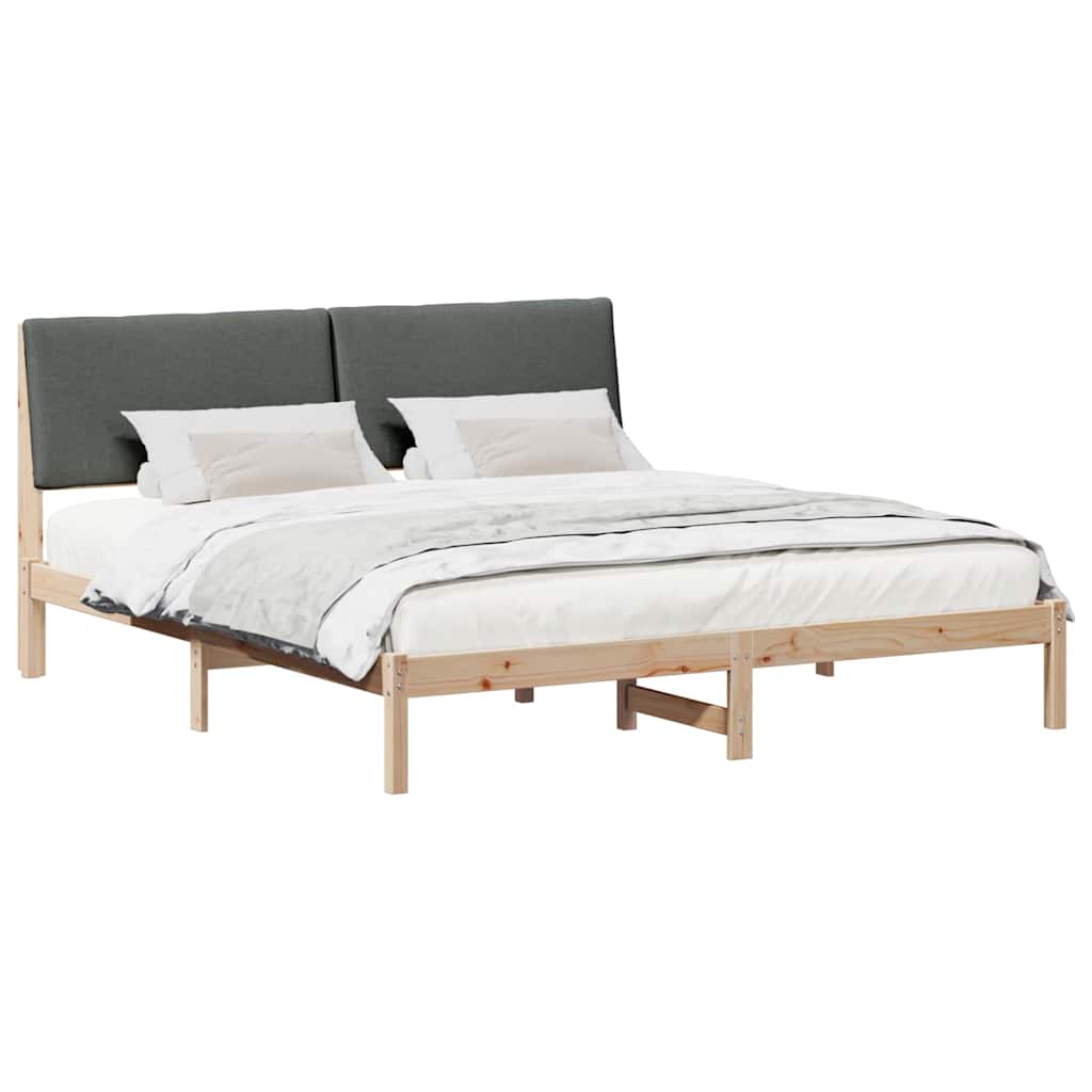 Bettgestell Braun und hellgrau 200 x 200 cm Massivholz Kiefer