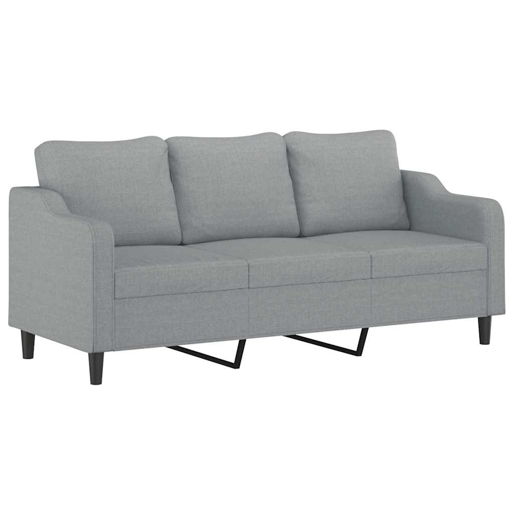 3-tlg. Sofagarnitur mit Kissen Braun Stoff