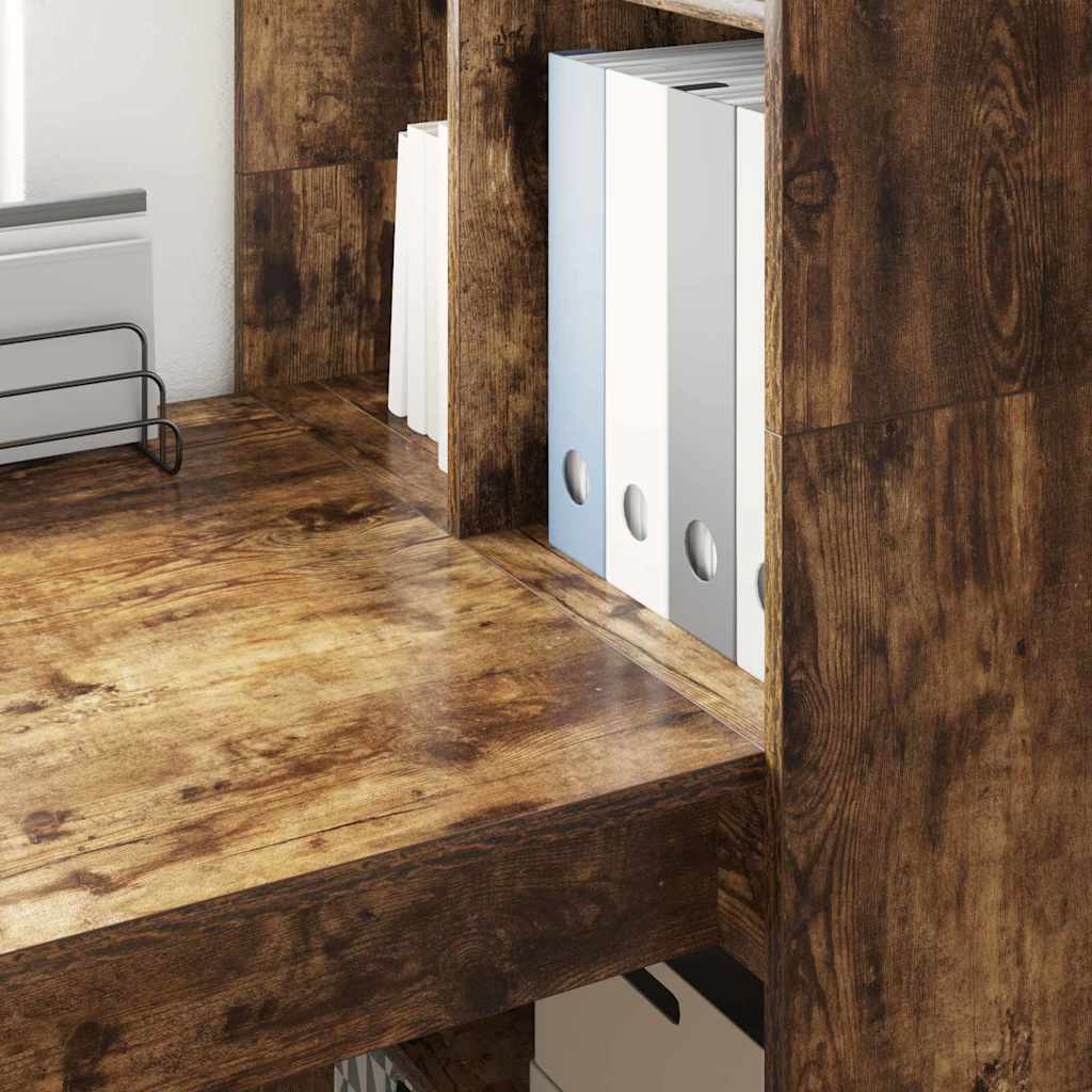 Schreibtisch mit Regal Schwarz Eichen-Optik 122 x 67 x 145 cm