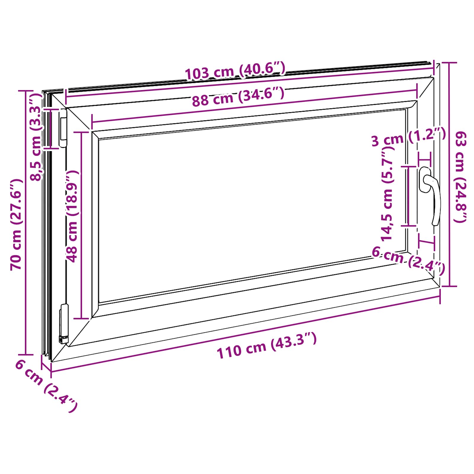 Kellerfenster RISOR 50 x 50 cm PVC und Glas Weiß