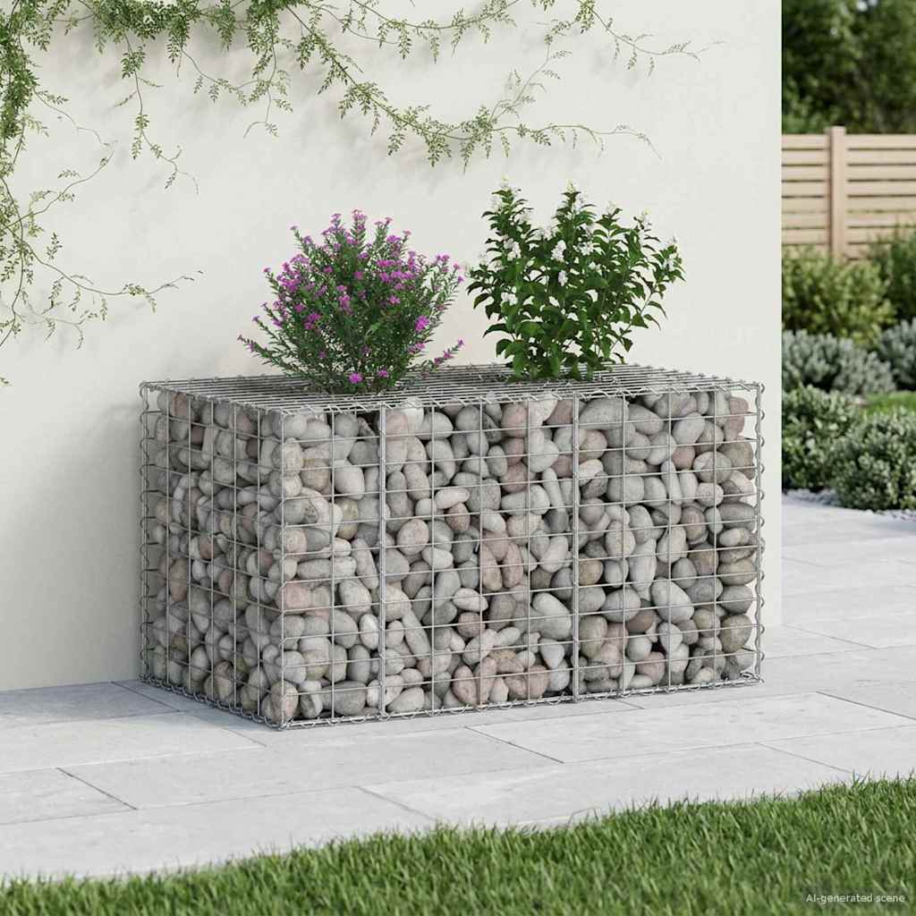 Gabionen Hochbeet 2 pcs Silber 260 x 60 x 55 cm