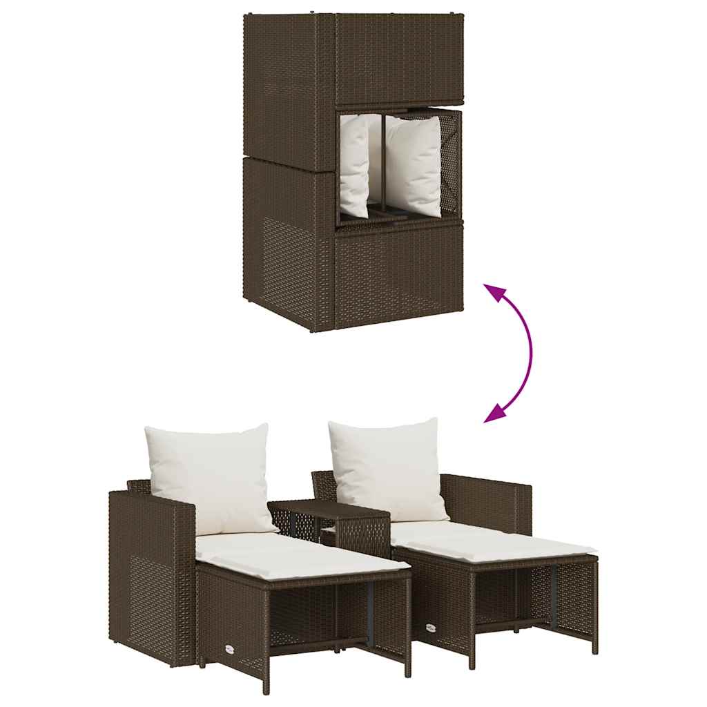 5-tlg. Garten-Sofagarnitur Kissen Stapelbar Schwarz Poly Rattan