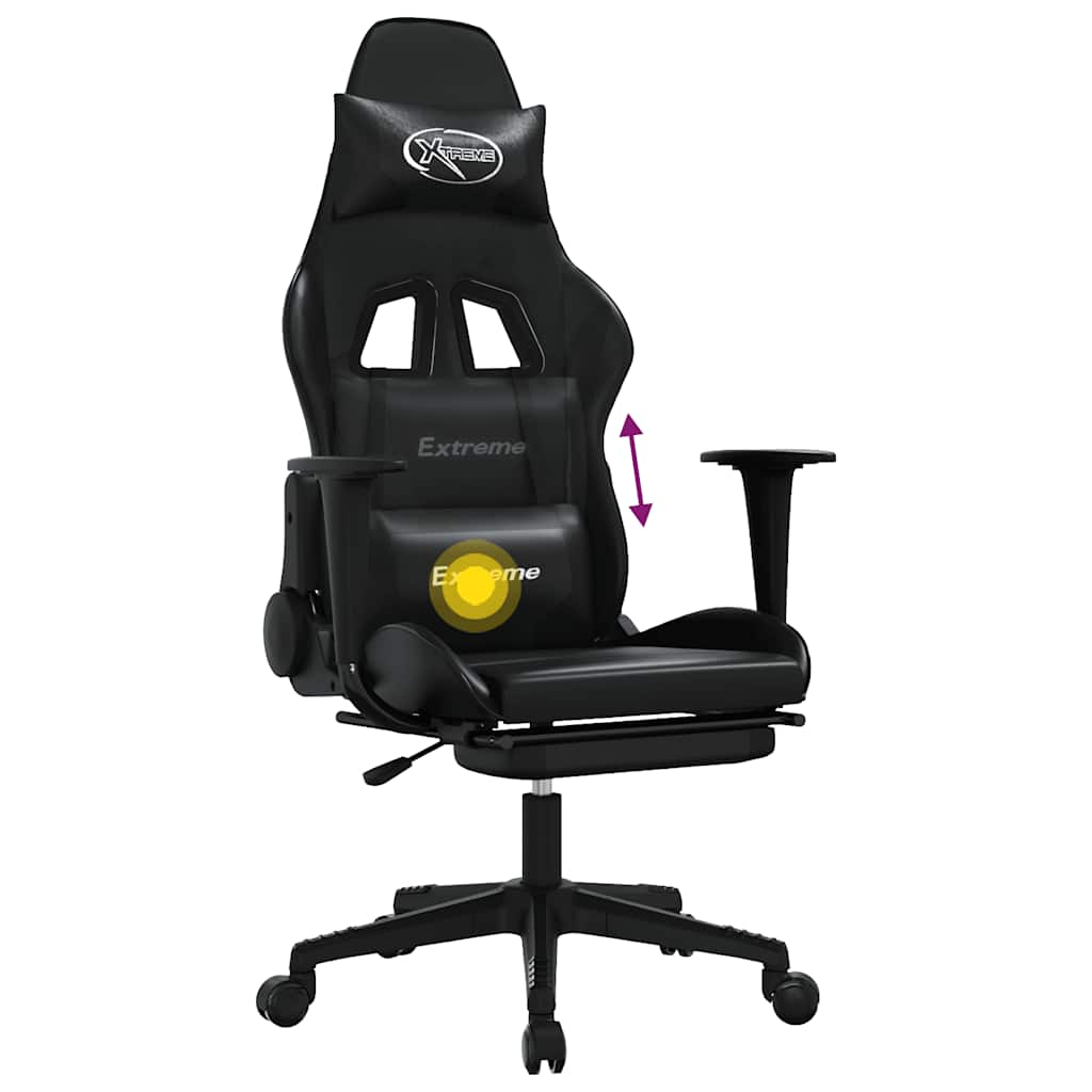 Gaming-Stuhl mit Massagefunktion Schwarz und Blau Kunstleder