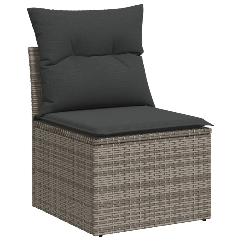 10-tlg. Garten-Sofagarnitur mit Kissen Beige Poly Rattan