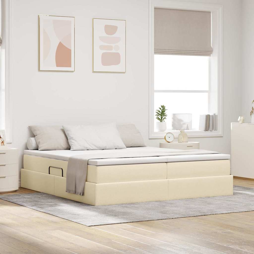 Aufbewahrungsbett mit Matratze Hellgrau 180 x 200 cm Polyester