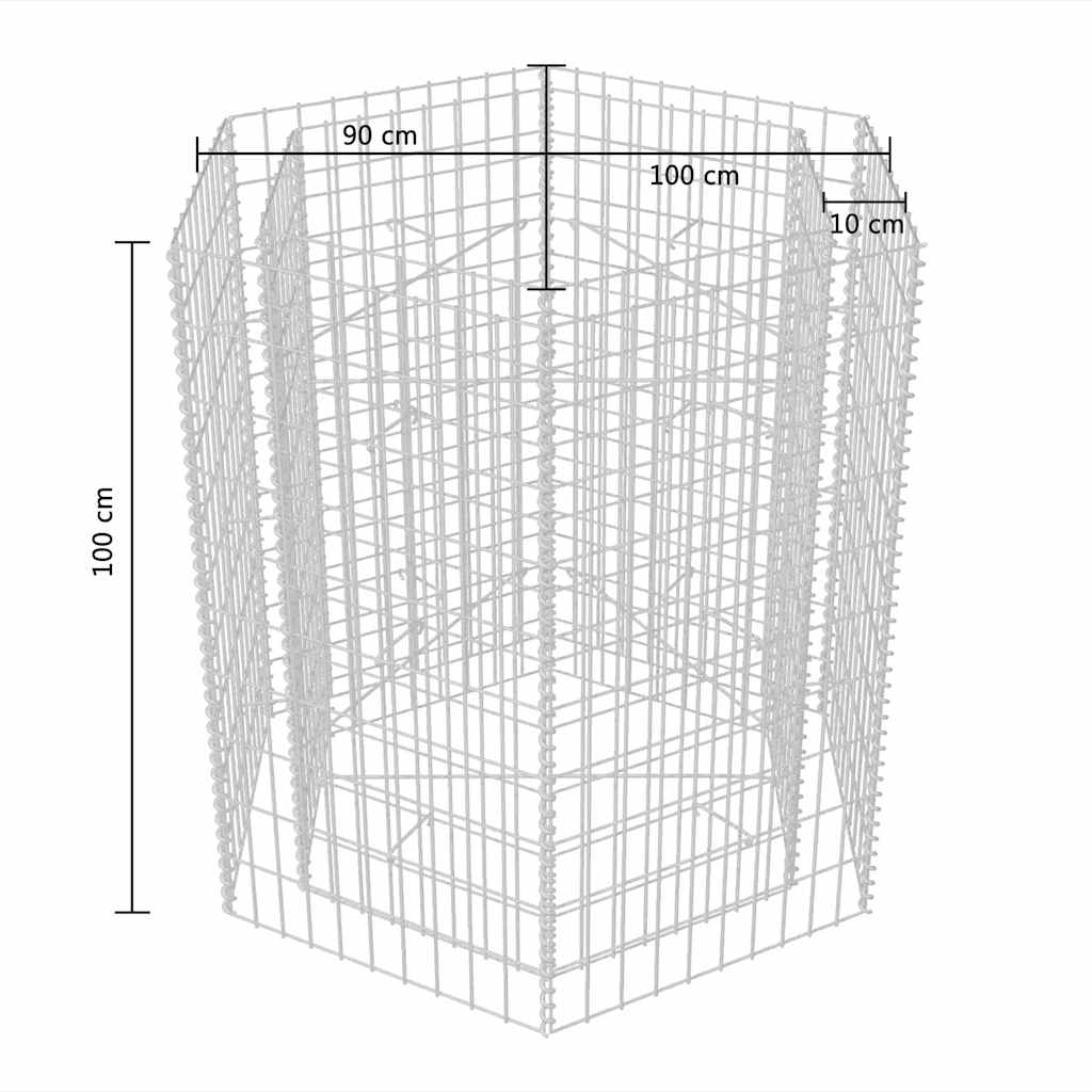 Sechseckiges Gabionen-Hochbeet 100×90×50 cm