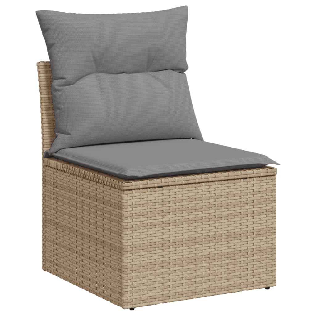 10-tlg. Garten-Sofagarnitur mit Kissen Schwarz Poly Rattan