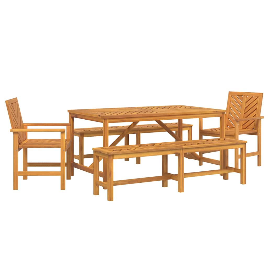 Garten Essgruppe 3 Stk. Braun Massivholz Akazie