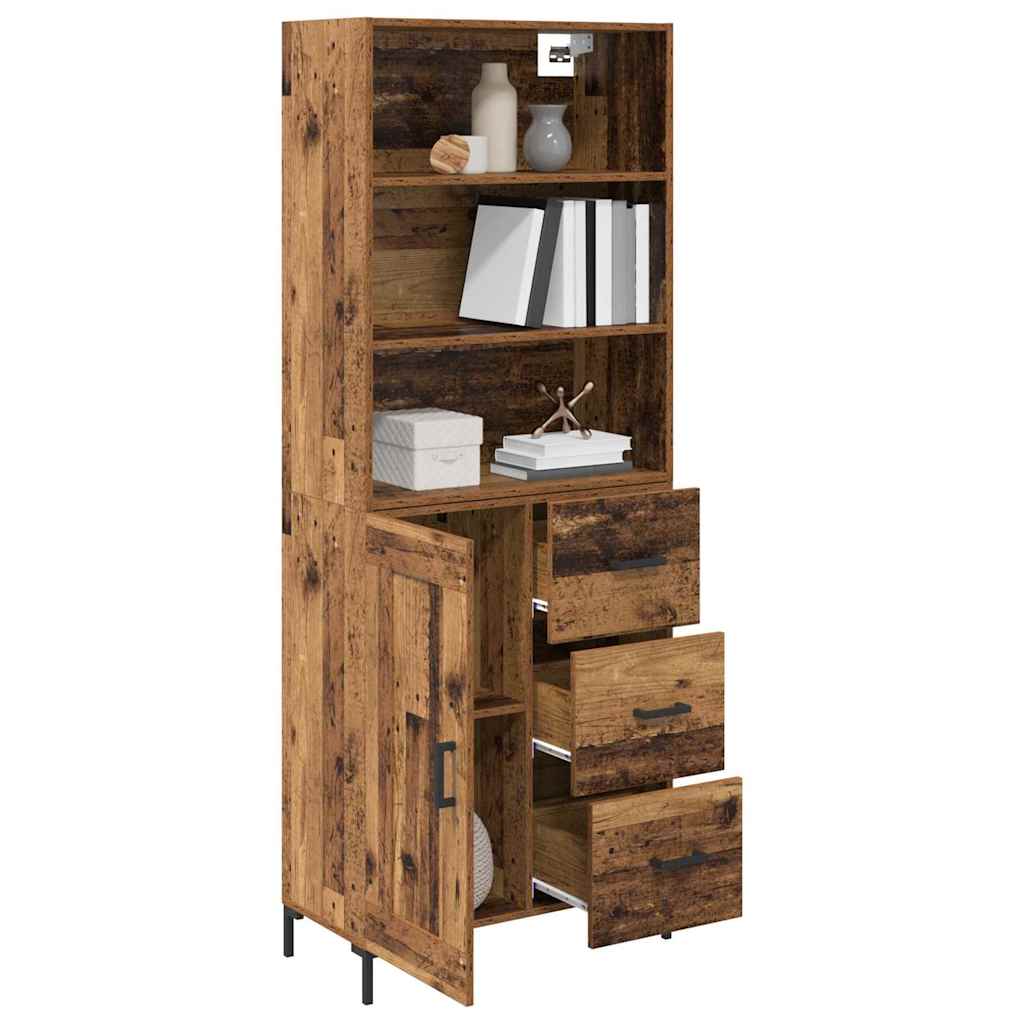 Highboard Hochglanz-Weiß 69,5x34x180 cm Holzwerkstoff