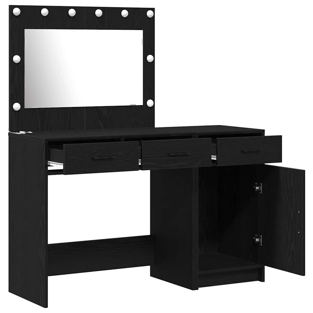 Schminktisch mit Spiegelbeleuchtung 2 pcs Weiß Holzwerkstoff