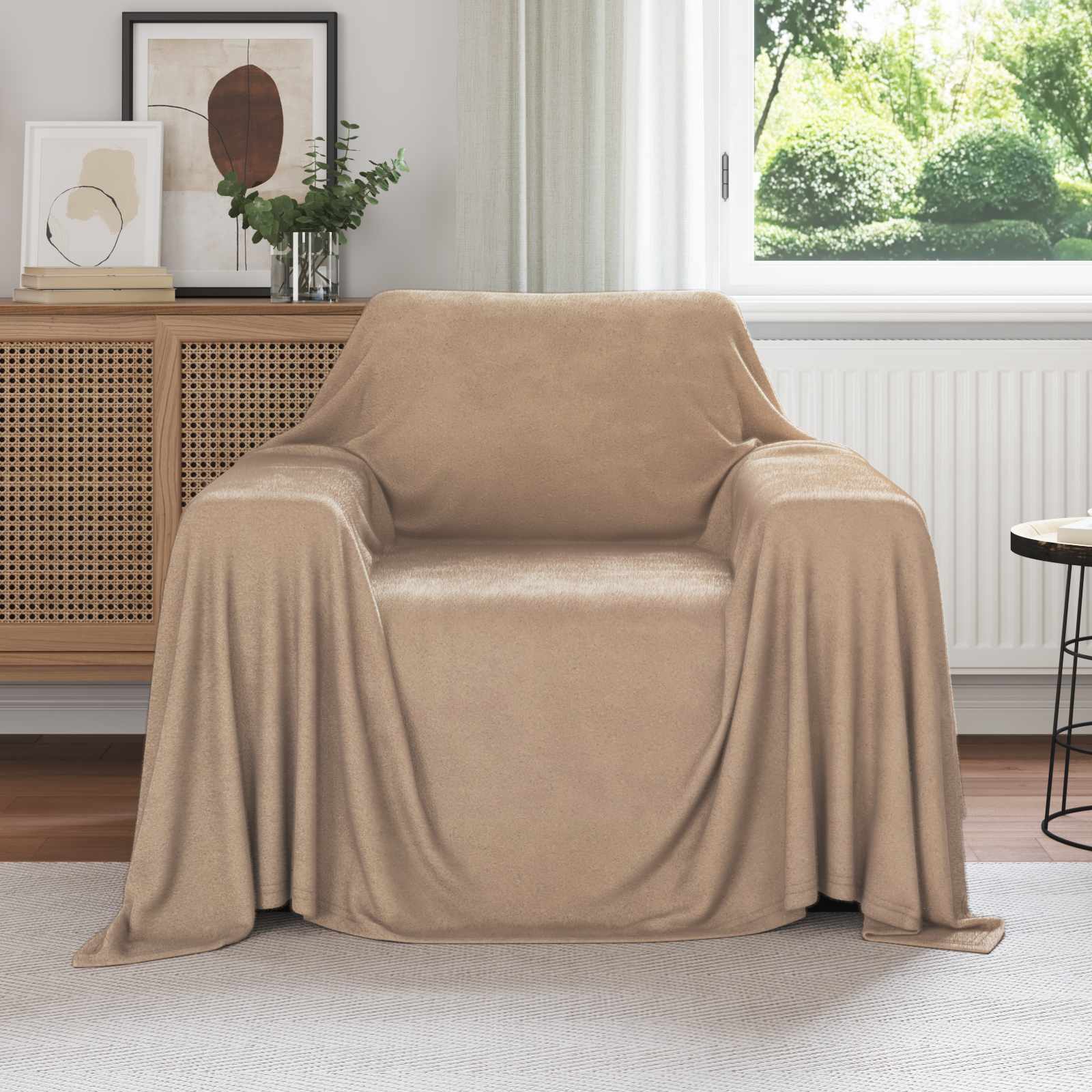 Überwurfdecke Creme 210 x 140 cm Fleece