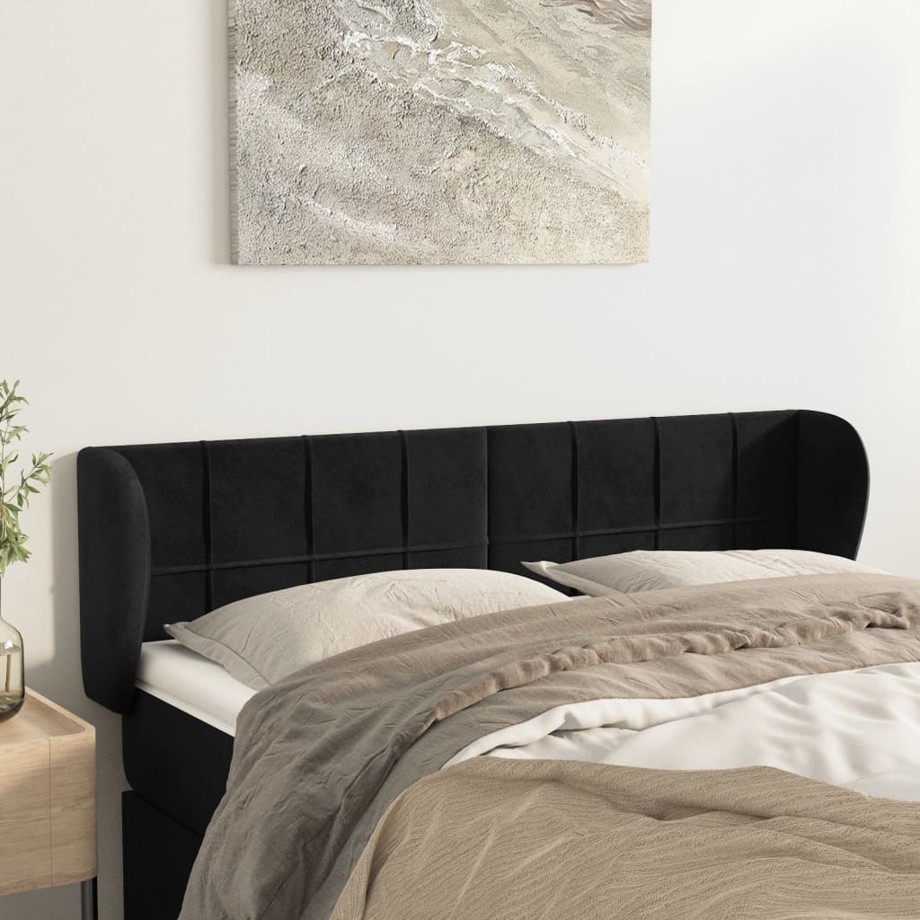Kopfteil mit Ohren Dunkelblau 93x23x78/88 cm Samt