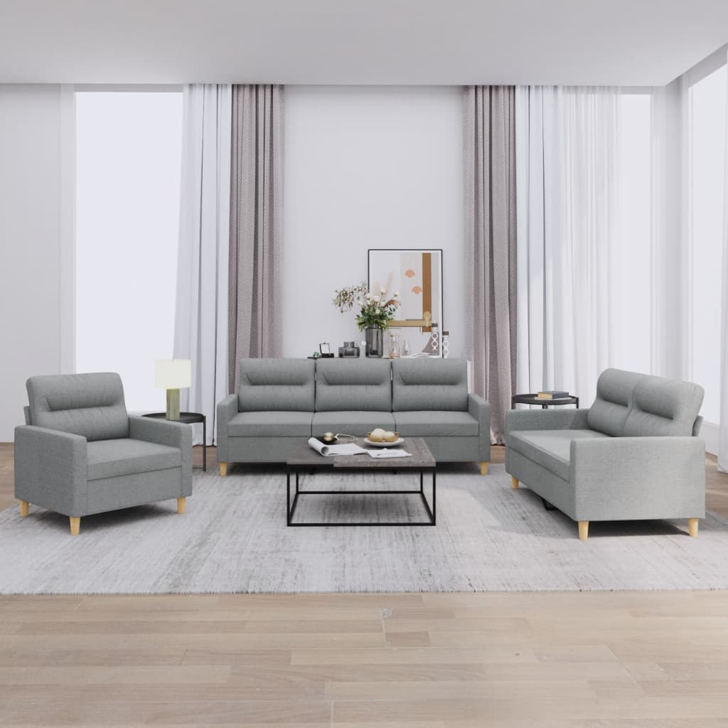 4-tlg. Sofagarnitur mit Kissen Taupe Stoff